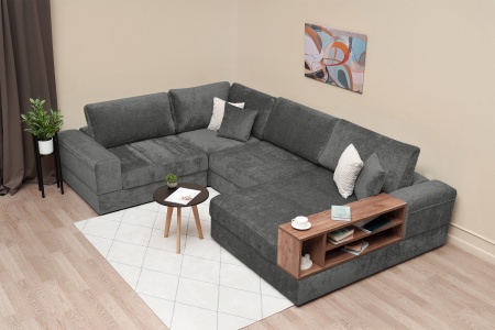 Диван п-образный пантограф Рон MODOOL XL с баром серый