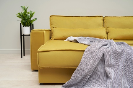 Диван п-образный тик-так Сохо горчичный