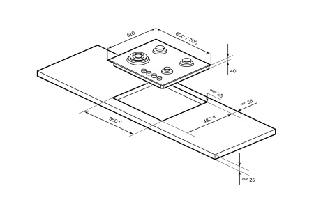 Газовая варочная поверхность GVG 640-1 BL