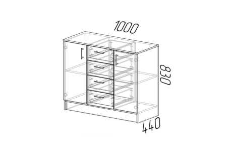 Комод К1000-2Д ясень шимо