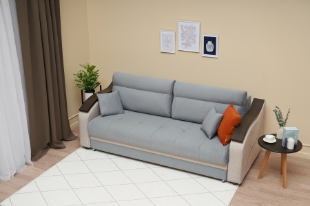 Диван еврокнижка Милан серый / бежевый