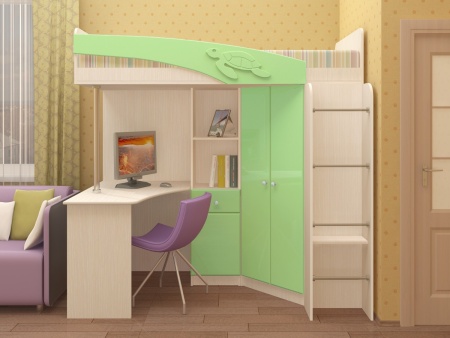 Детская Чердак Ириска МДФ Разные Цвета ( 2,03х1,95х1,2/спальное место 0,8х2,0)