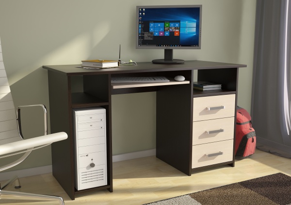 Стол Компьютерный ЛИК-5 -СК-4 Венге/Дуб Молочный (Ш-1240 × В-740 × Г-570 мм)