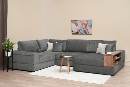 Диван п-образный пантограф Рон MODOOL XL с баром серый