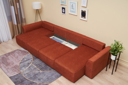 Диван п-образный еврокнижка Имир MODOOL оранжевый