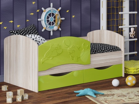 Детская Кровать Дельфин-3 МДФ с фасадом 3D/Разные Цвета