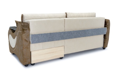 Диван угловой тик-так Дублин бежевый / коричневый