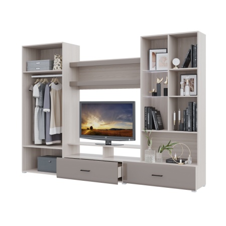 Стенка в гостиную Ненси 1. Ясень светлый, капучино