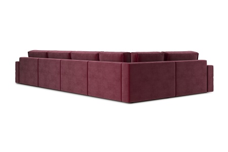 Диван п-образный тик-так Сохо бордовый