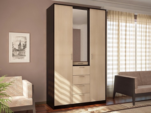 Шкаф-Купе Комфорт-4 Венге/Дуб Молочный (Ш-1340 × В-2160 × Г-574 мм)